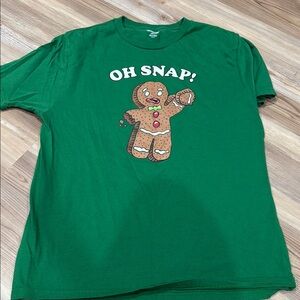 Holiday Time Green Gingerbread Tee Short Sleeve
